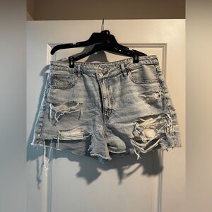 American Eagle Outfitters Light Blue Distressed Denim Shorts